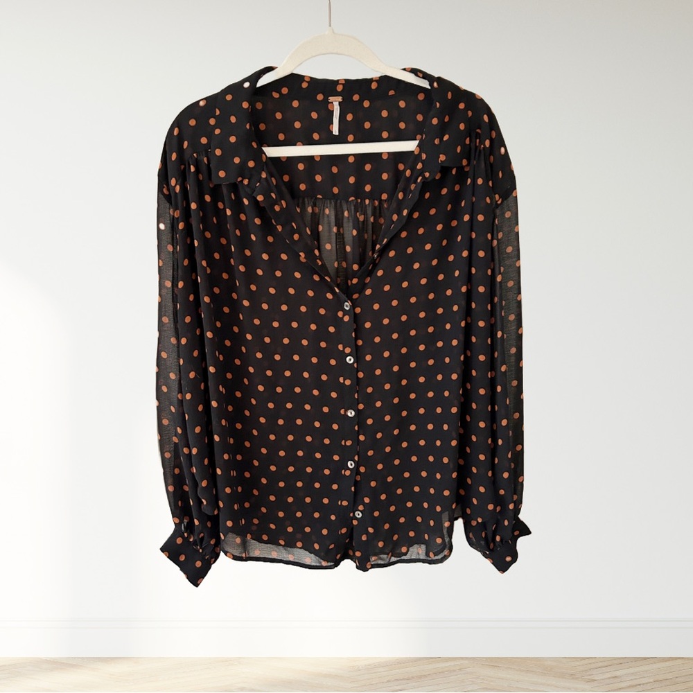 Polka Dot Black and Orange Women's Top